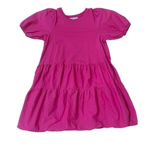 Zara Pink Ruffled Smocked Sundress with Puff Sleeves